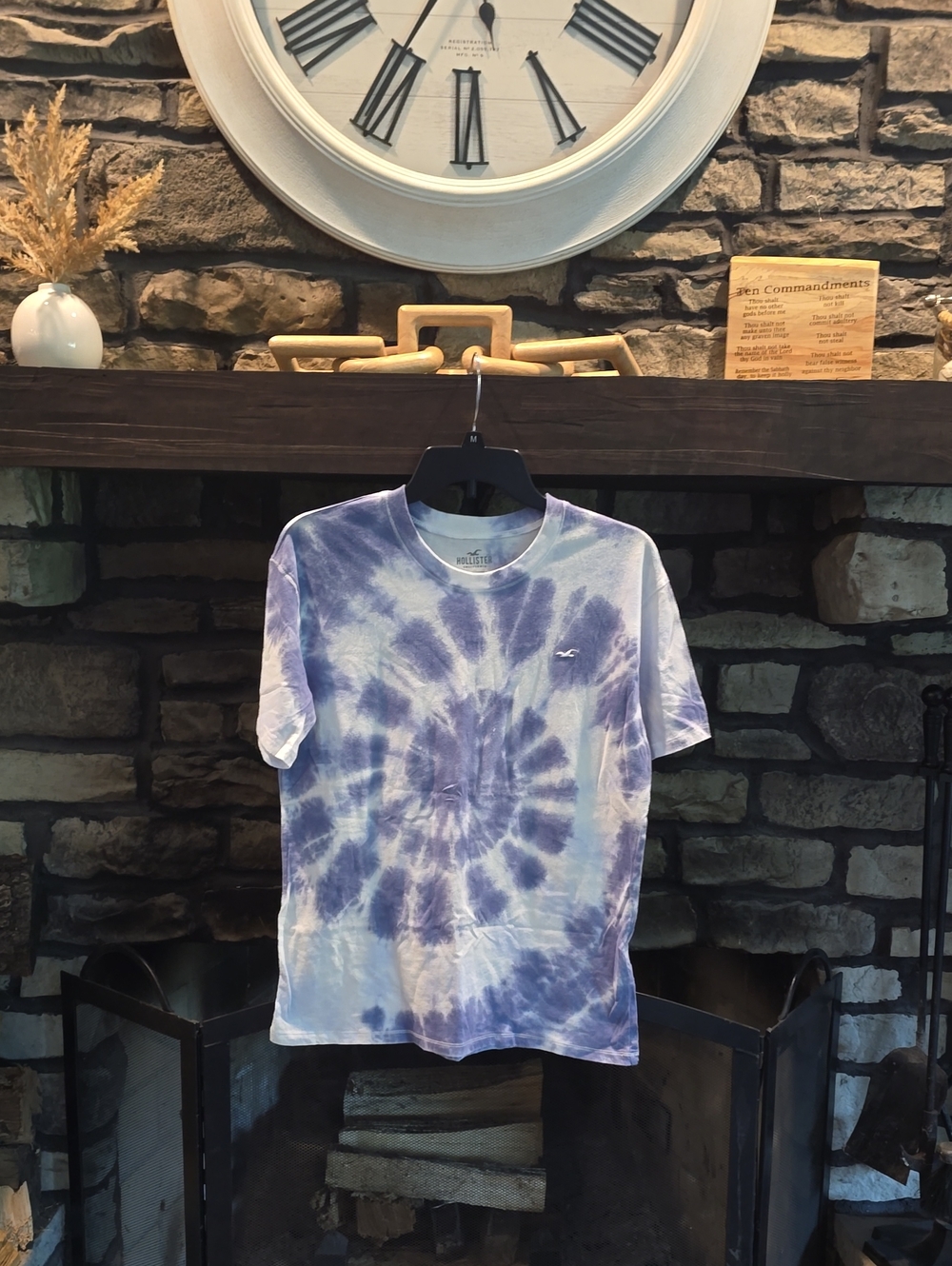 Hollister Blue and White Spiral Tie-Dye Tee